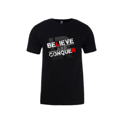 Mens Tee Believe and Conquer red highlight Thumbnail