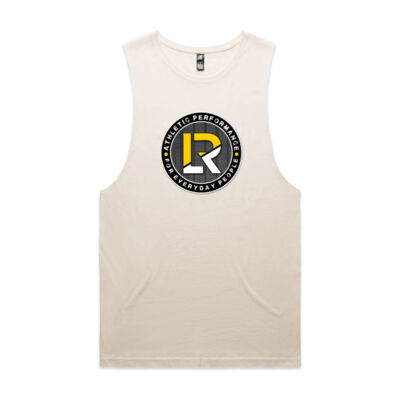 Mens Tank Yellow/white logo never quit on back Thumbnail