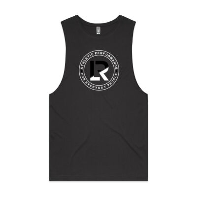 Mens Tank White/Black logo never quit on back Thumbnail